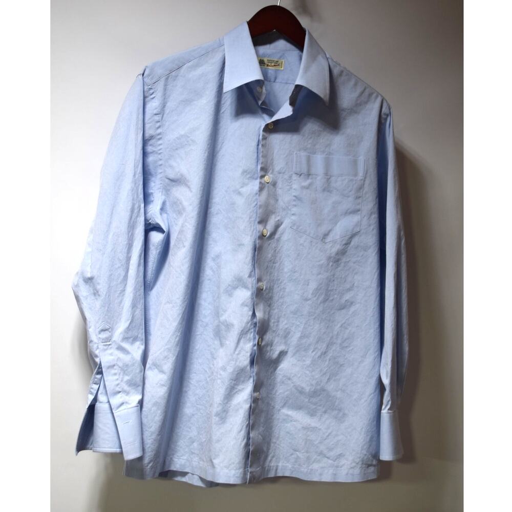 Thomas Mason Superfine Shirting Light Blue Dress Shirt Made in England Large